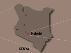 Map of Kenya showing Nairobi
